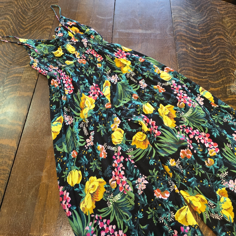 Lush Boho Floral Pleated Back Jumpsuit - Tropical Summer Vacay - Med - Picture 5 of 10